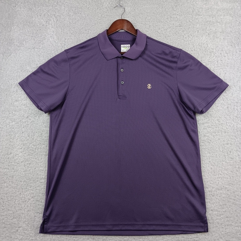 IZOD Polo Golf Performance Mens XL Purple Micro Grid 45FG260546
